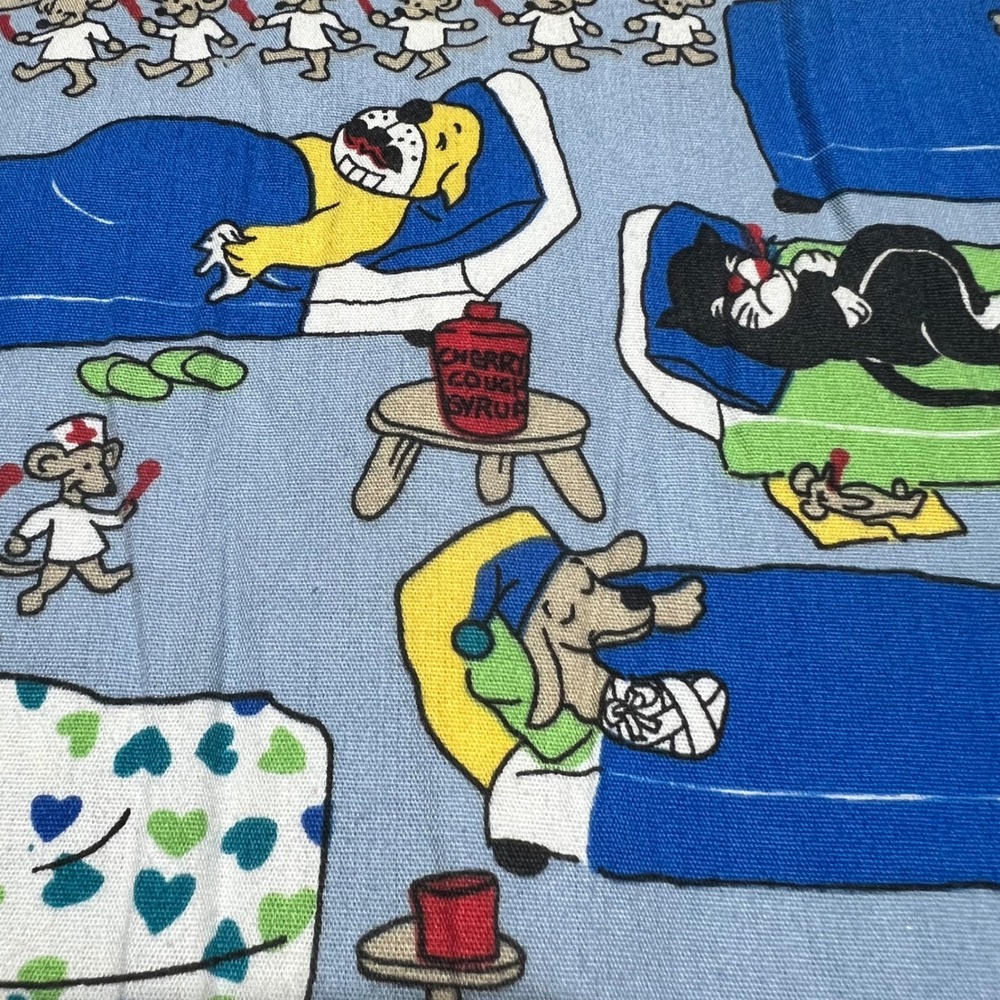 Scrubs Station Get Well Soon Cartoon Cats Dogs Mice Scrub Top Blue 3XL Plus Size - Picture 9 of 12